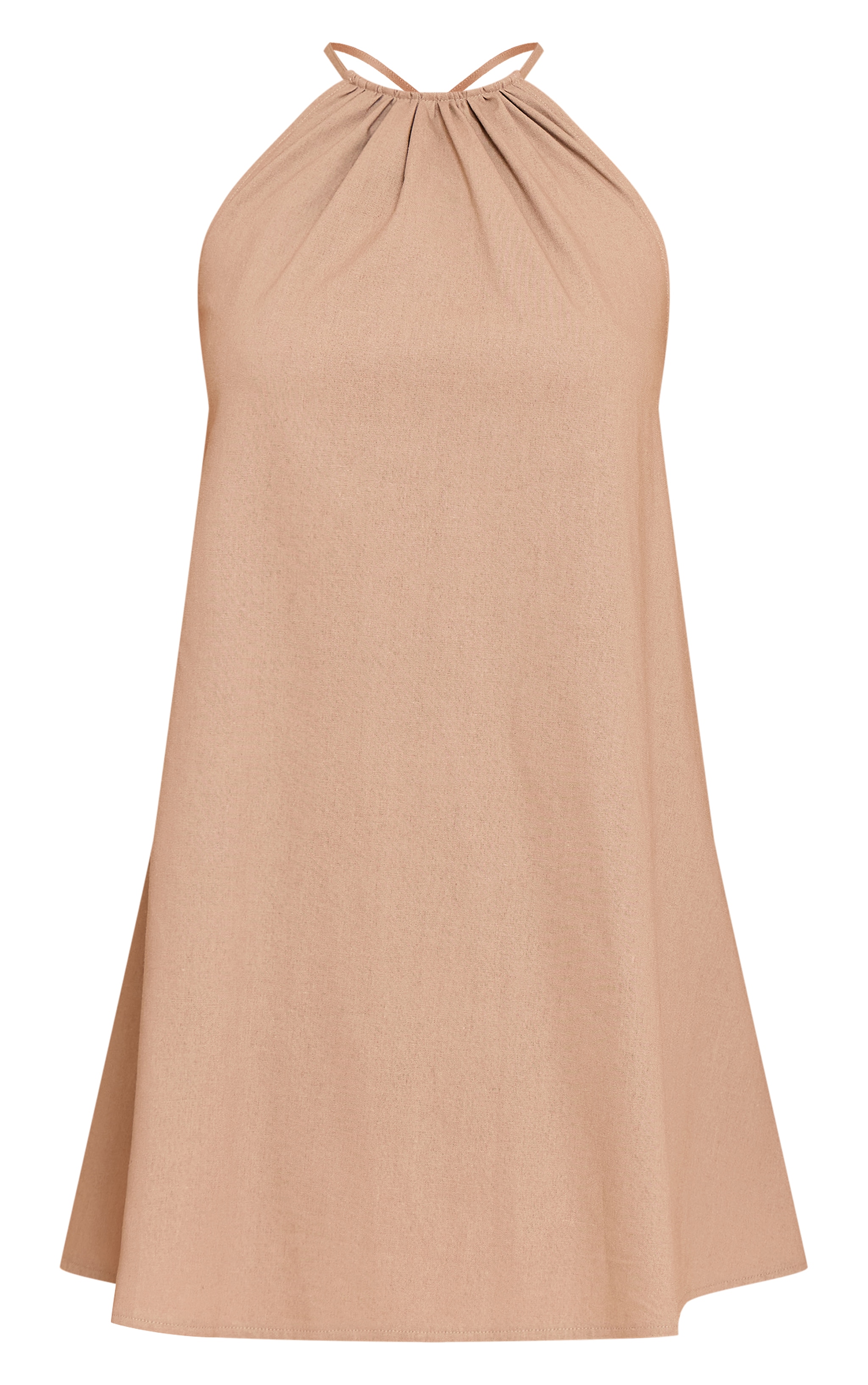 Petite Sand Linen Look Woven Halterneck Mini Dress image 5