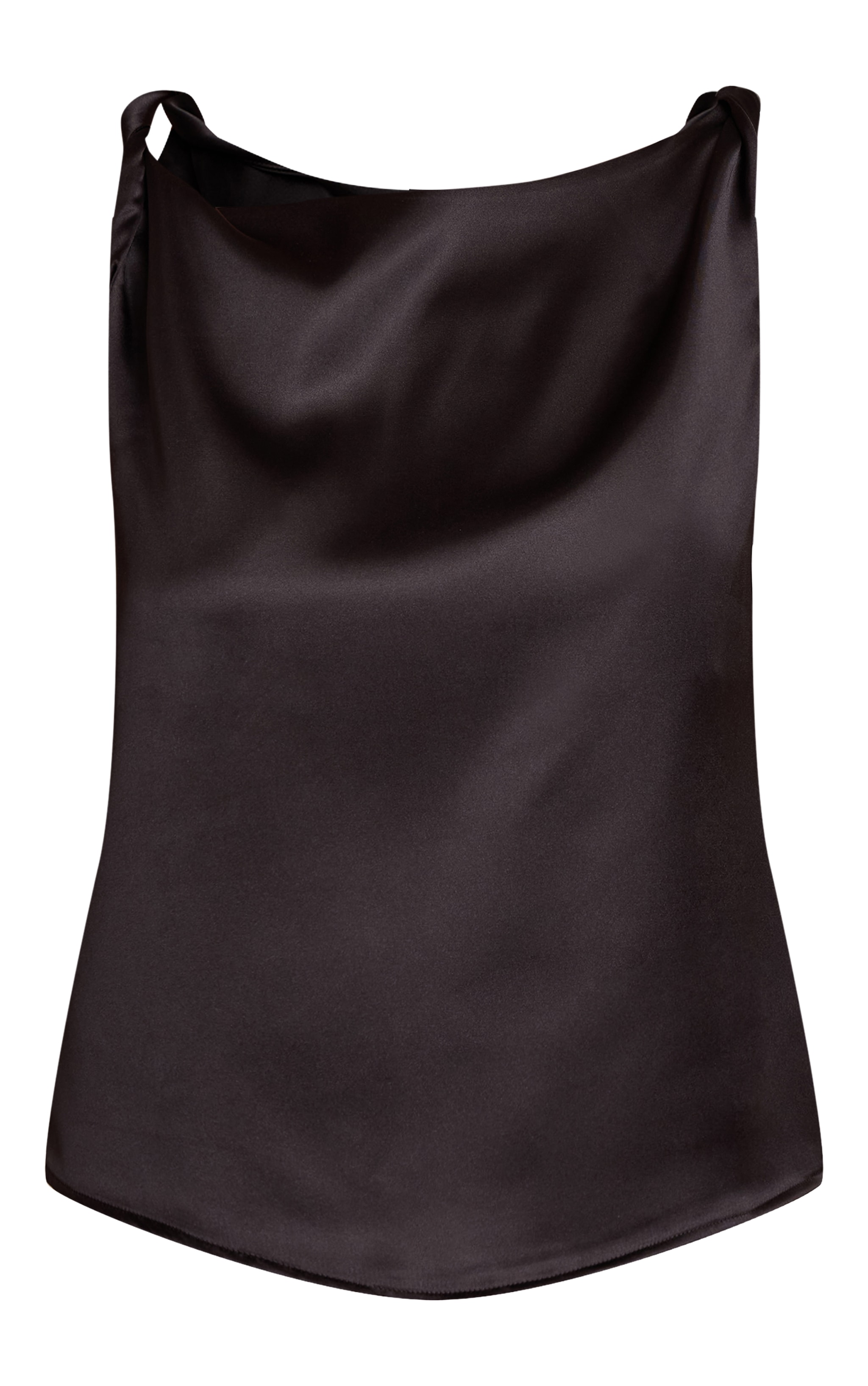 Black Satin Twist Sleeve Cami Top image 5