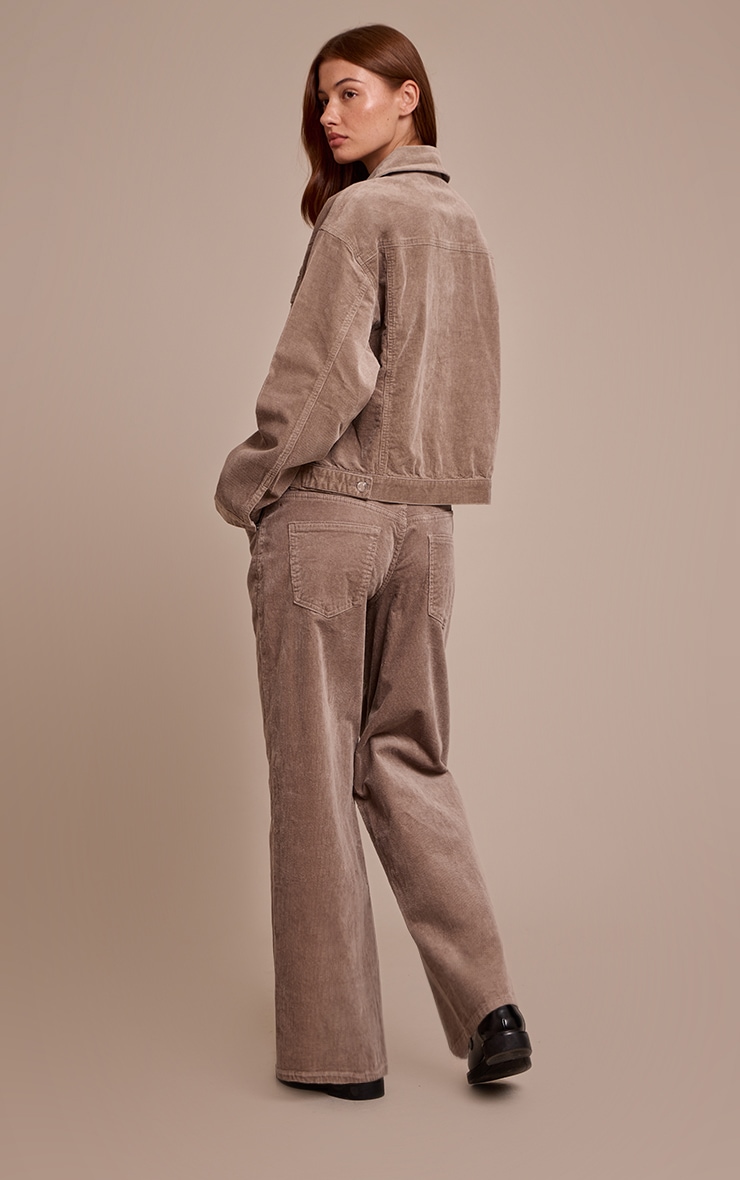 Taupe Cord Wide Leg Jeans image 3