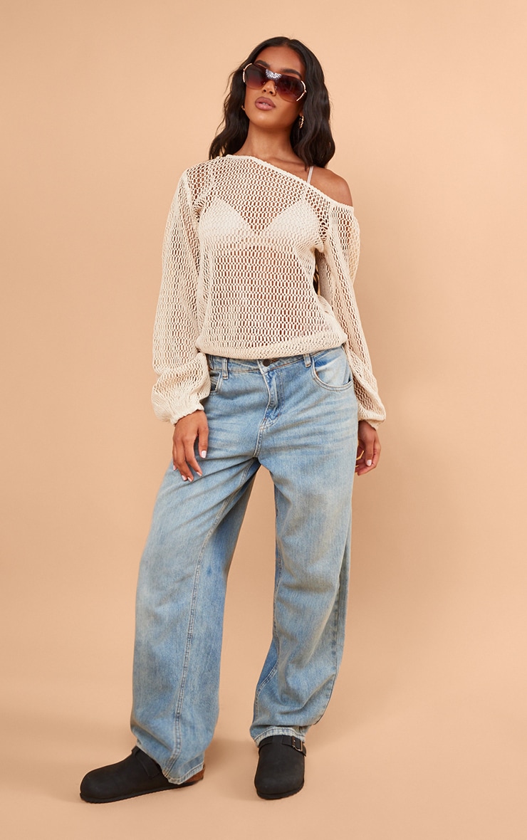 Stone Textured Knit Off The Shoulder Long Top image 3