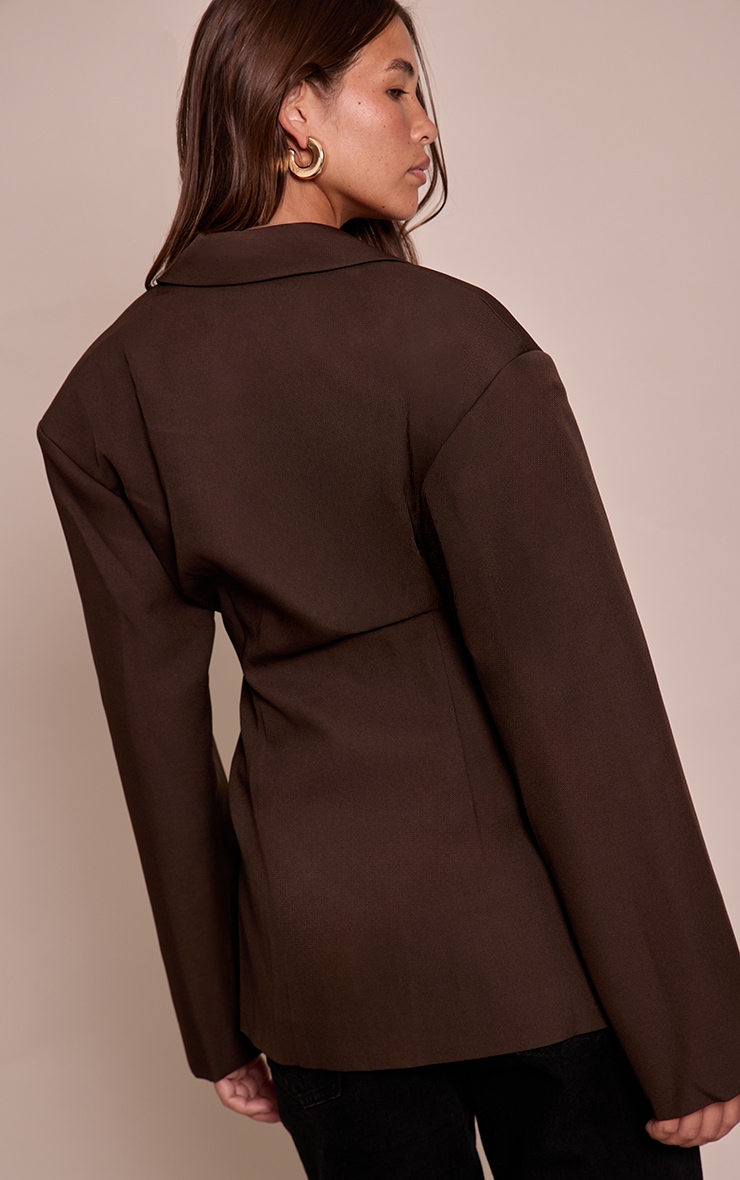 Chocolate Tailored Cinched Waist Blazer image 2