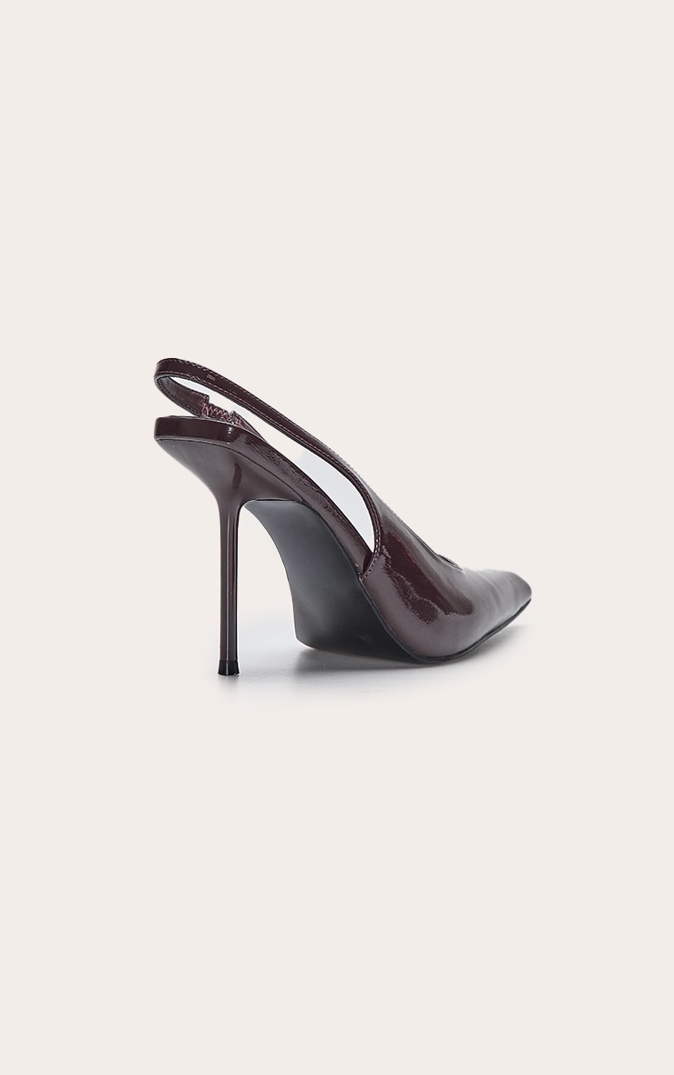 Burgundy Crinkle Heeled Sling Back Court Shoe image 4