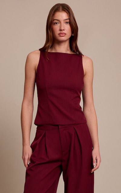 Wine Racer Neck Detail Top