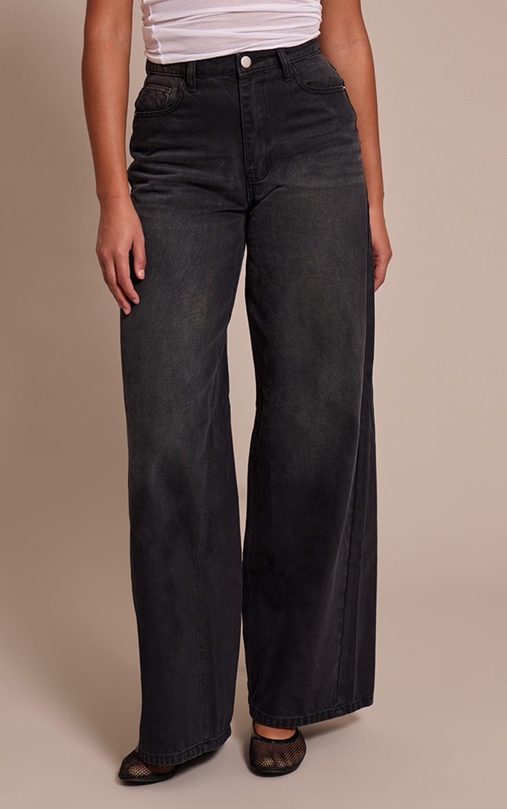 Tall Jean très large noir délavé à taille mi-haute image 2