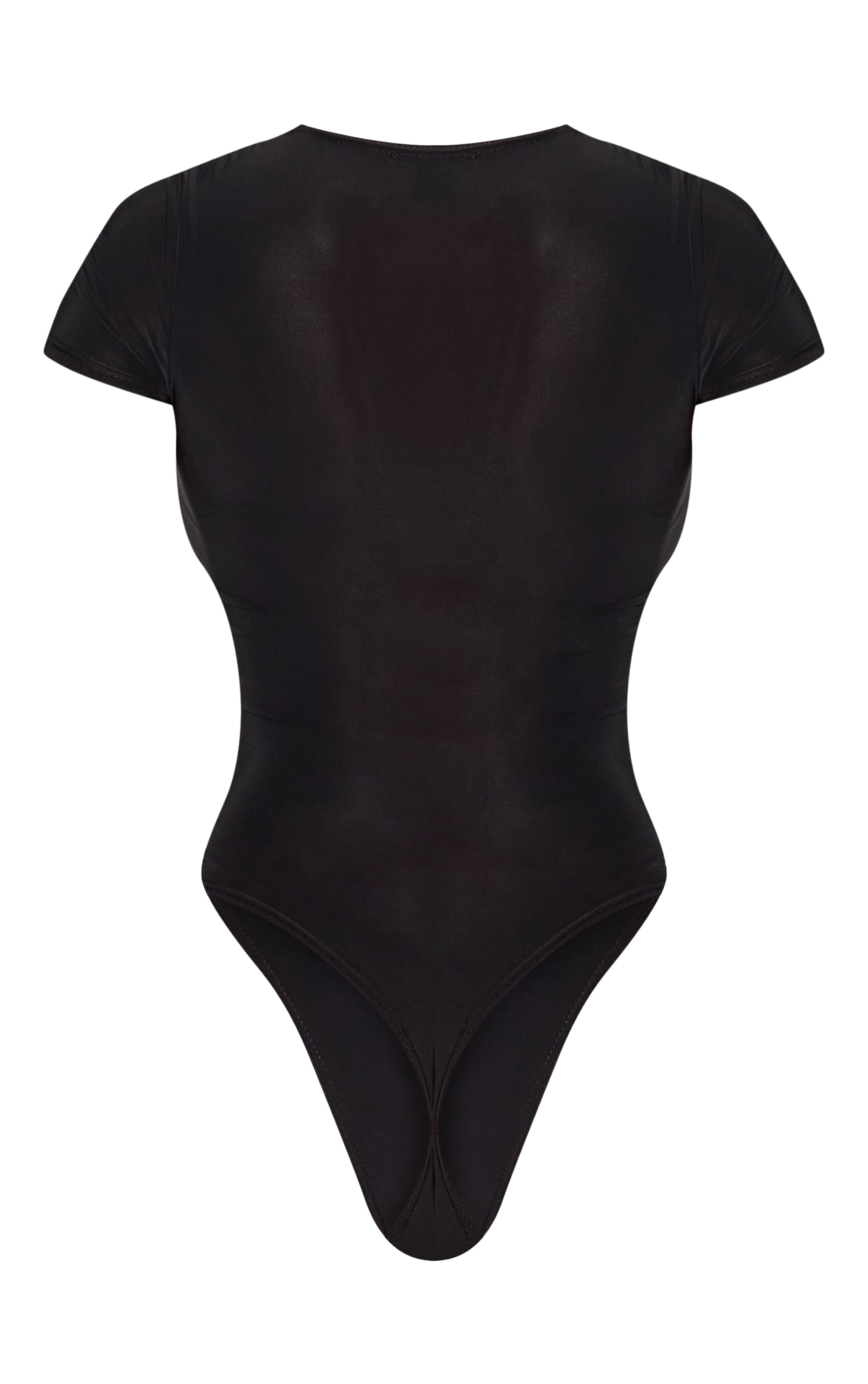 Black Basic Slinky Short Sleeve Bodysuit image 6