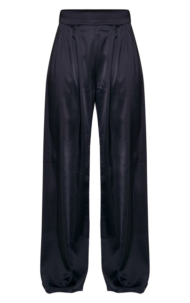 Pantalon large satiné structuré fluide noir image 5