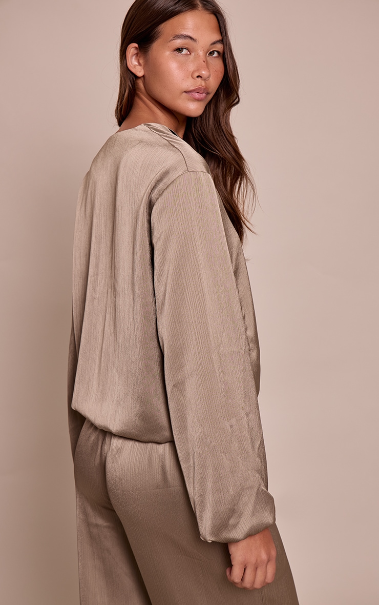 Charcoal Textured Satin High Neck Jacket image 2