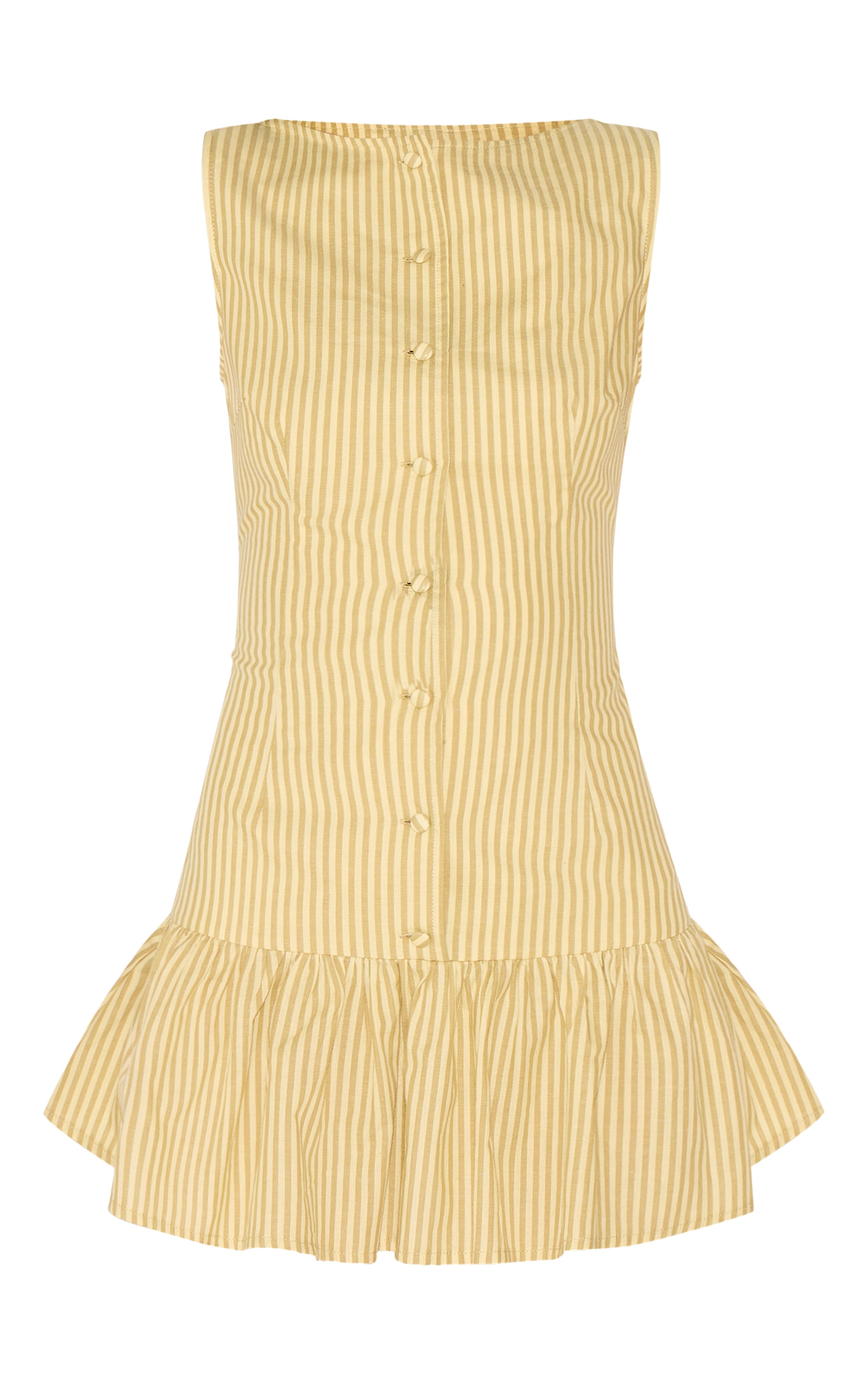 Yellow Striped Button Detail Flippy Hem Bodycon Dress image 5