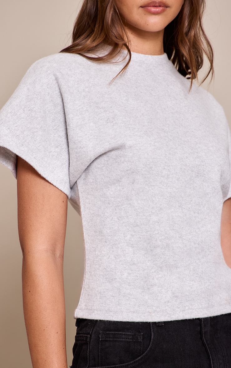 Grey Heavy Rib Cinched Waist T Shirt  image 4