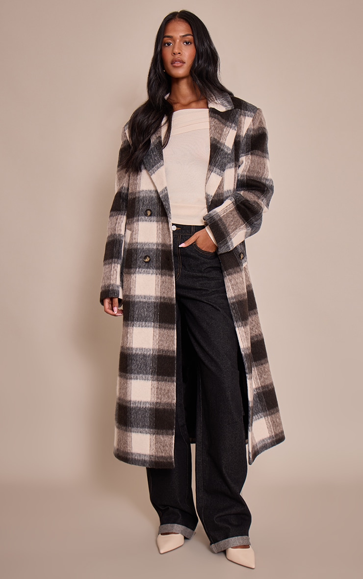 Tall Checked Structured Wool Look Maxi Coat | Tall