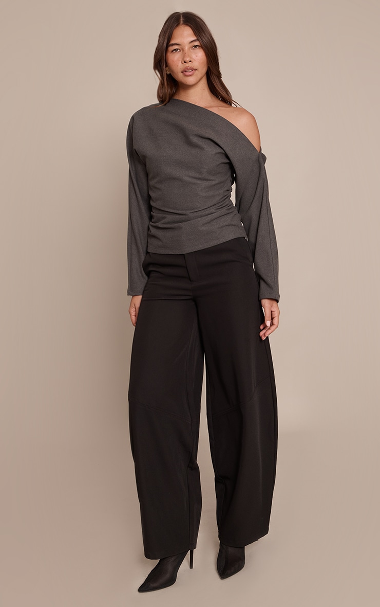 Charcoal Brushed Woven Ruched Top  image 3