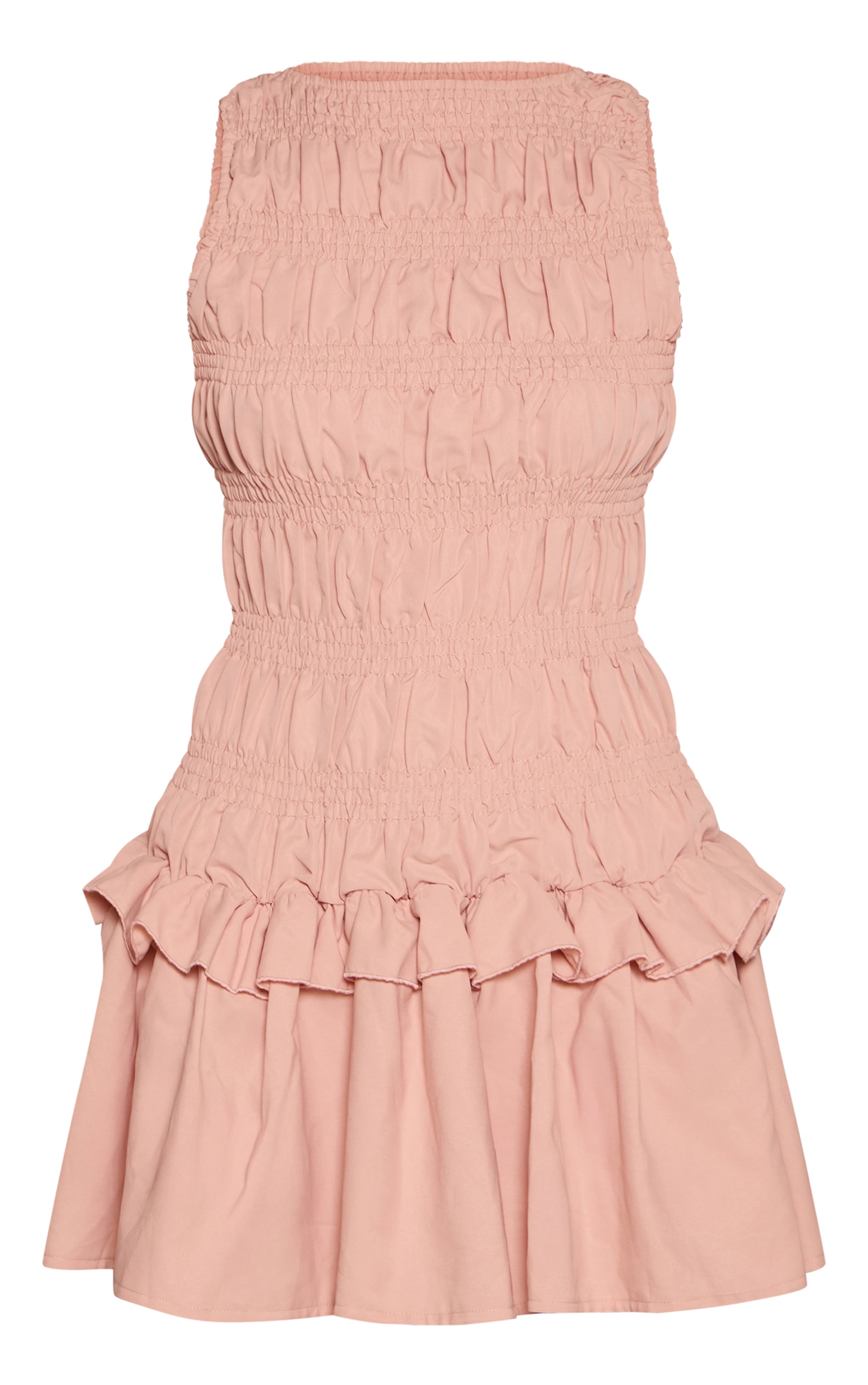 Baby Pink Tailored Shirred Frill Shift Dress image 5