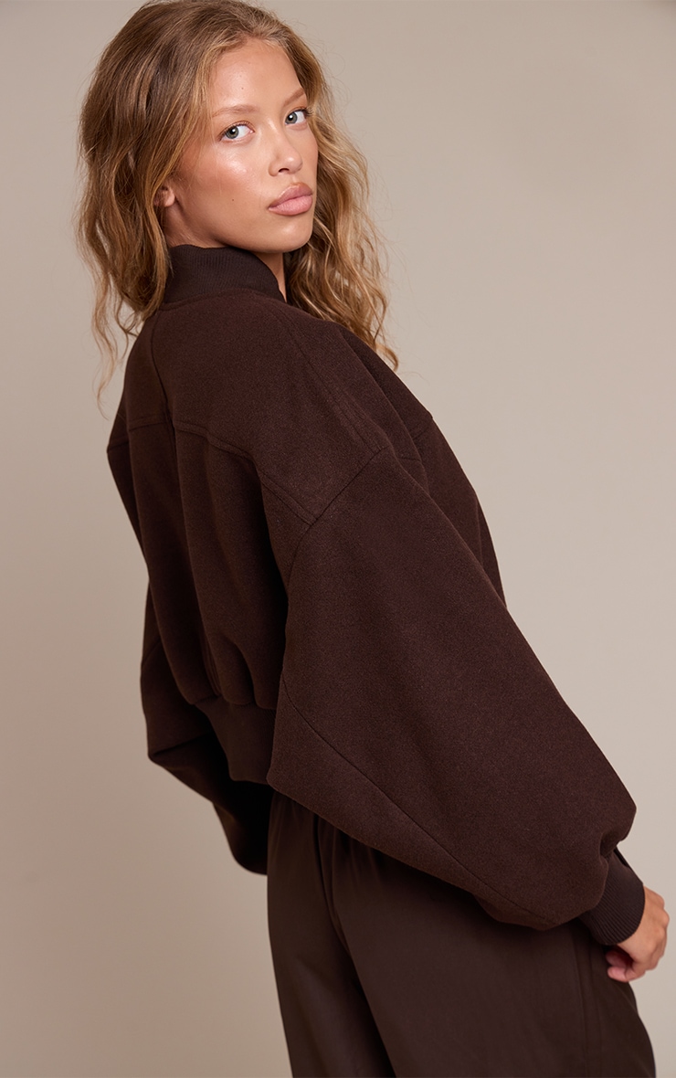 Veste bomber courte à manches froncées chocolat image 2