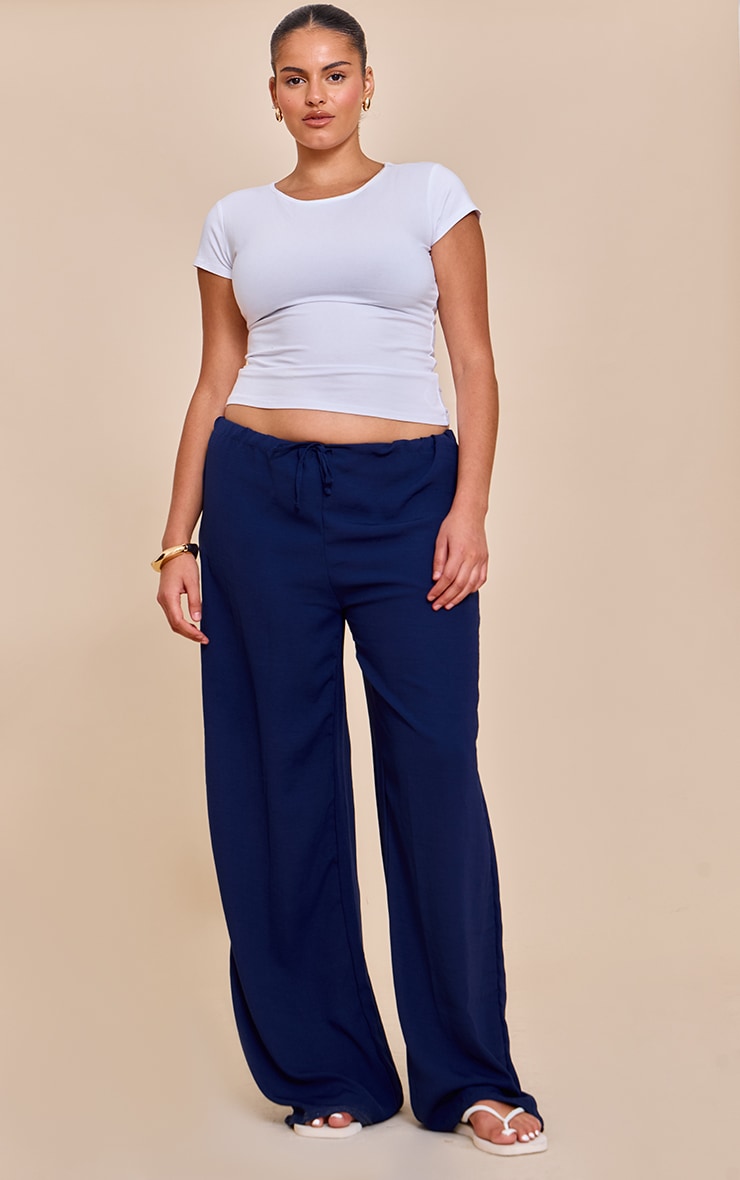 Plus Navy Floaty Drawstring Thin Waistband Pants image 1