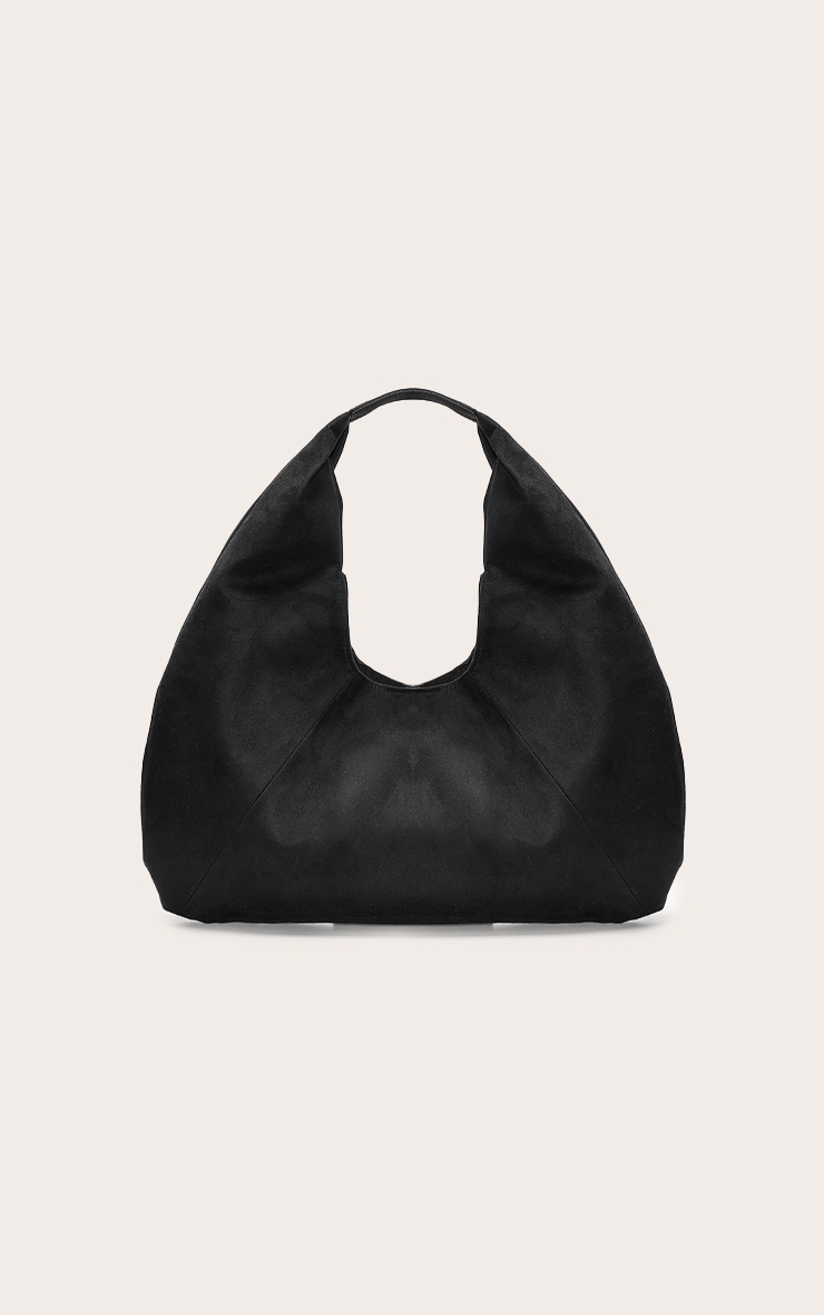 Black Faux Suede Rounded Tote image 3