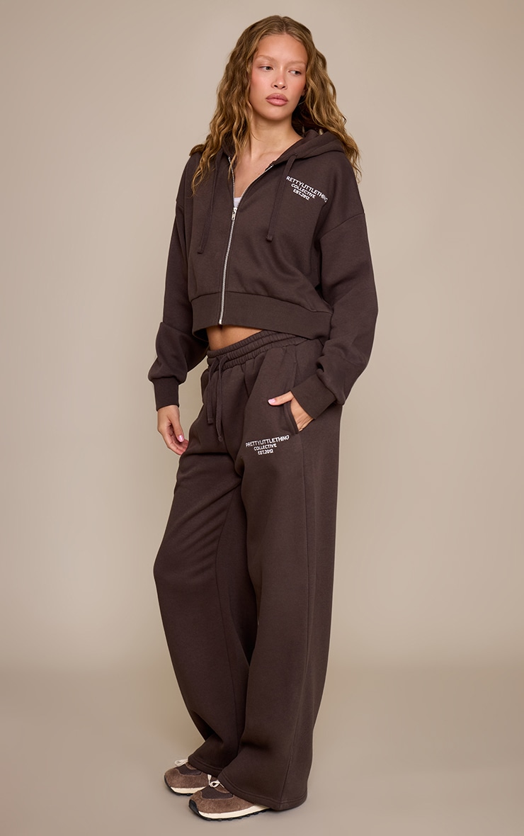 PRETTYLITTLETHING Espresso Print Wide Leg Joggers image 1