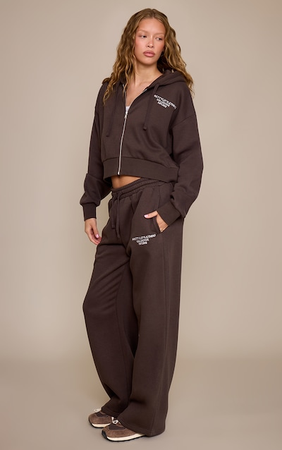 PRETTYLITTLETHING Jogging large oversize deluxe espresso à logo imprimé