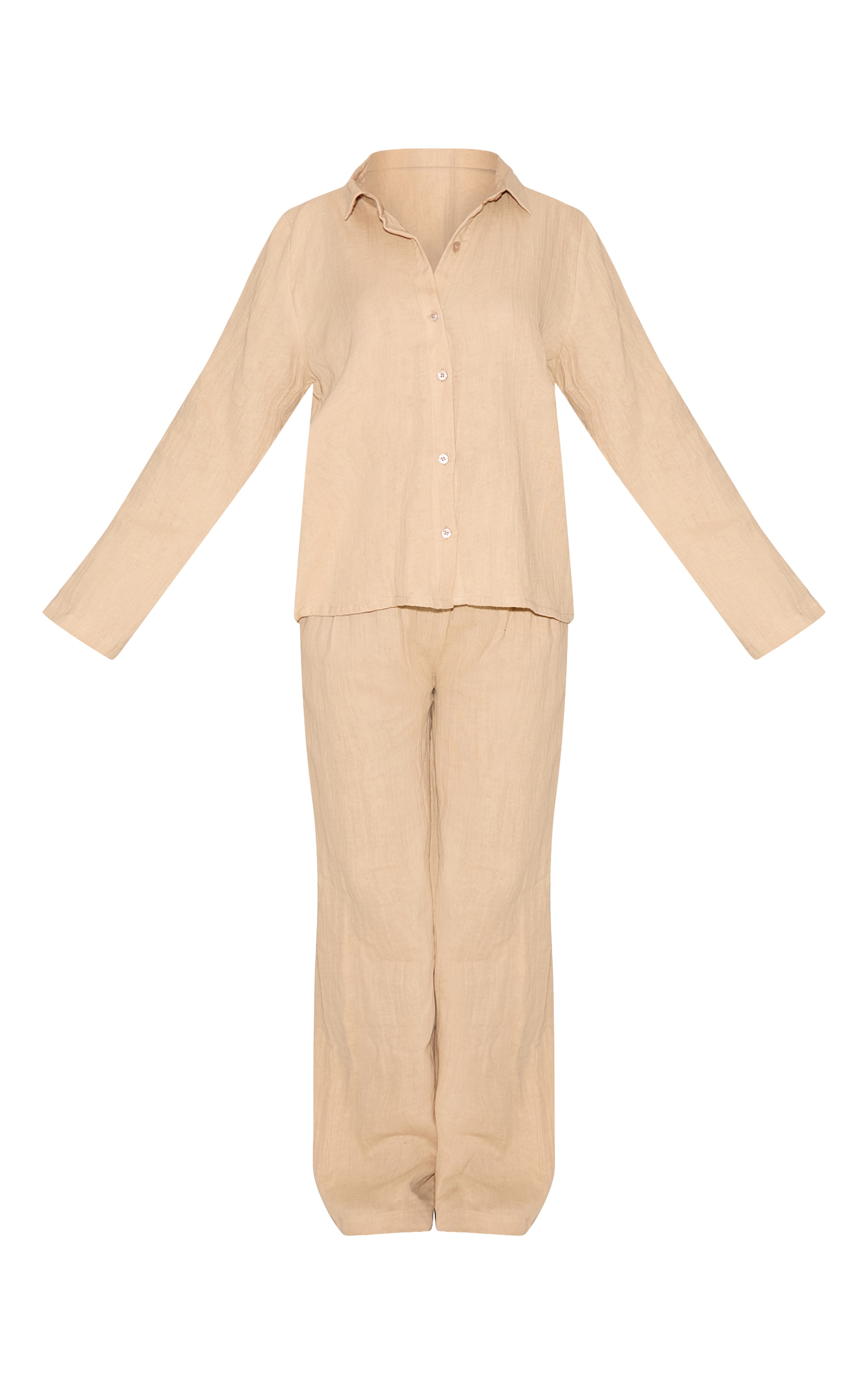 Petite Sand Gauze Long Sleeve Long Pj Set image 5