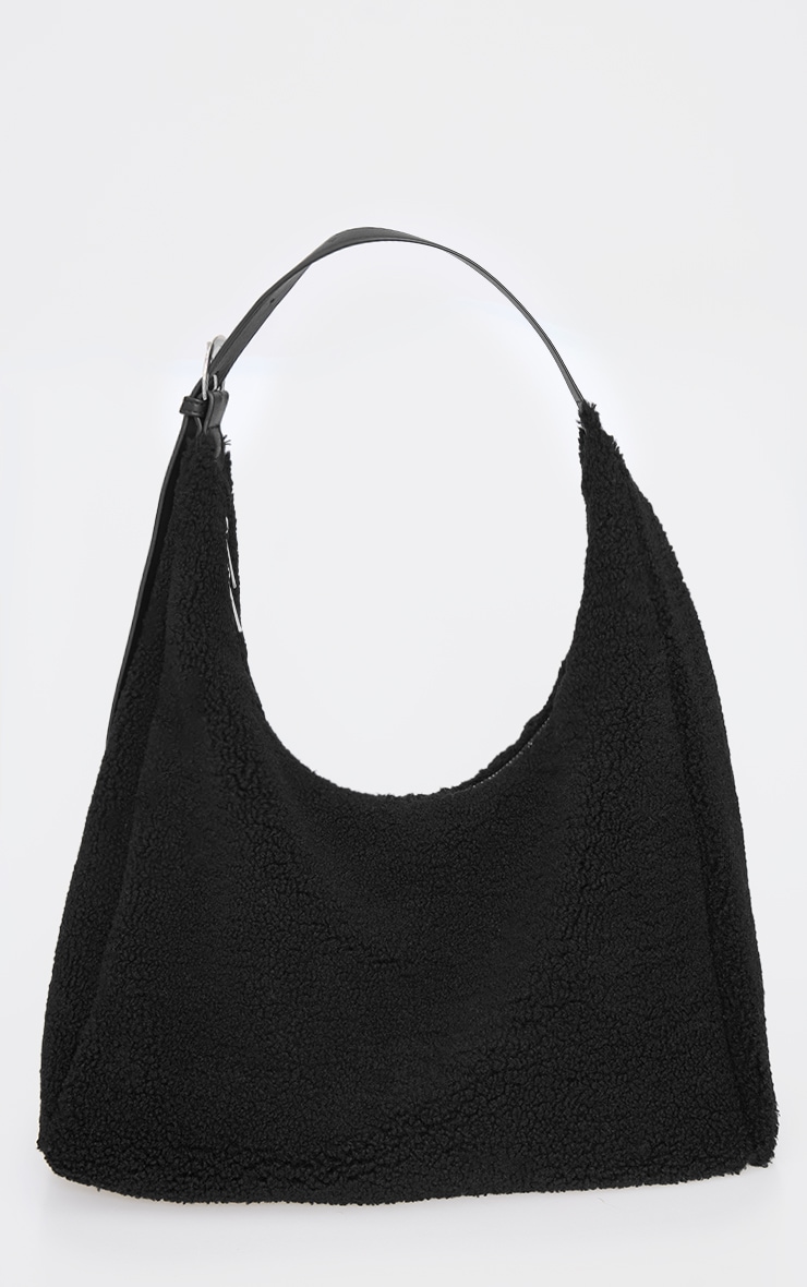 Tote bag oversize en imitation mouton noire ample  image 2