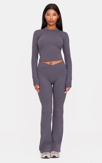 Pantalon de yoga en Sculpt gris anthracite à taille croisée