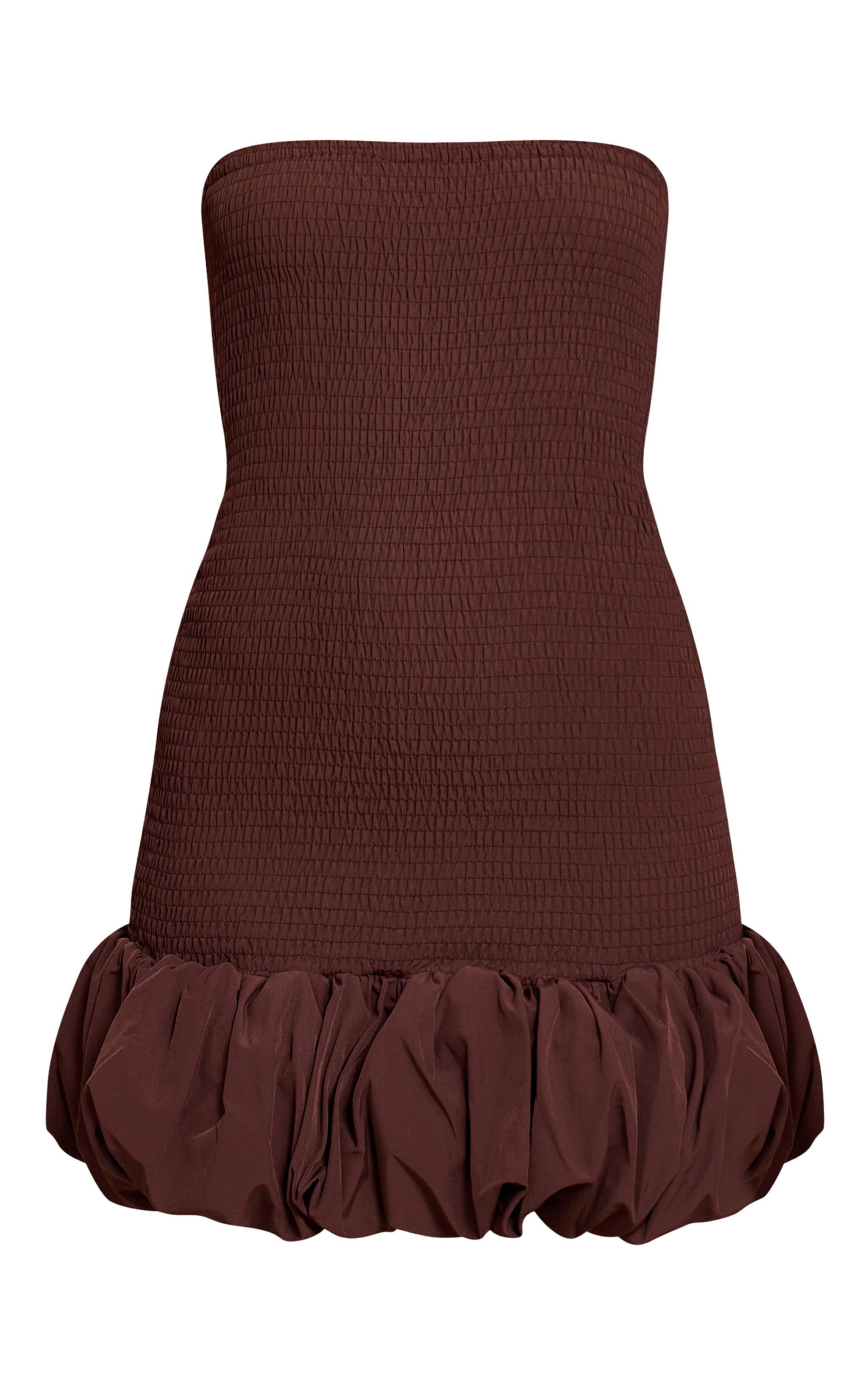 Chocolate Shirred Bandeau Bodycon Dress image 5
