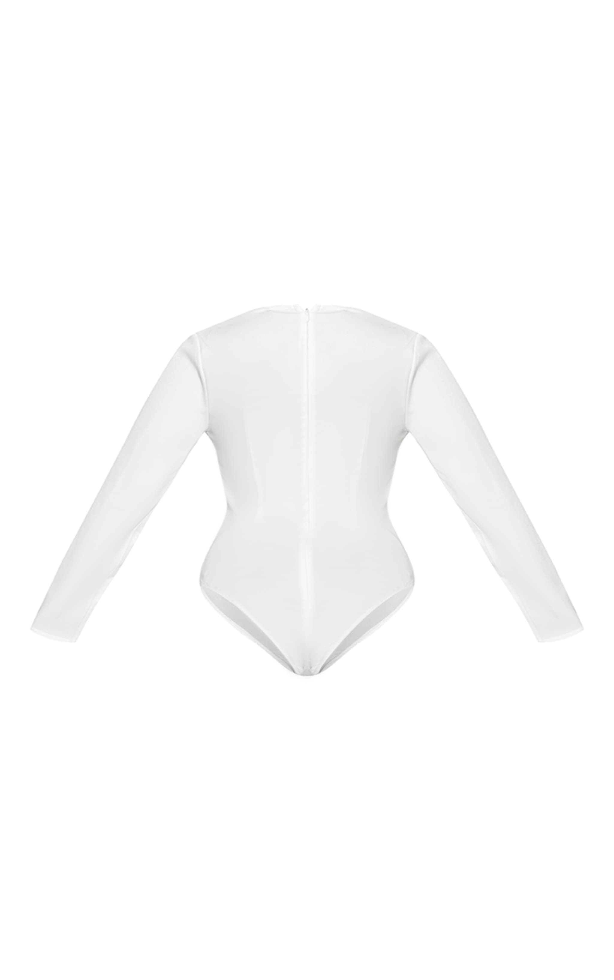 Shape White Mesh Long Sleeve Corset Bodysuit image 6