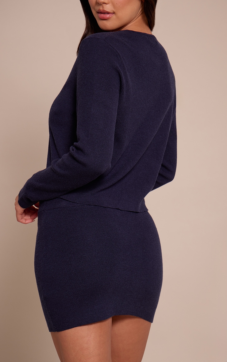 Navy Compact Knit Skirt image 3