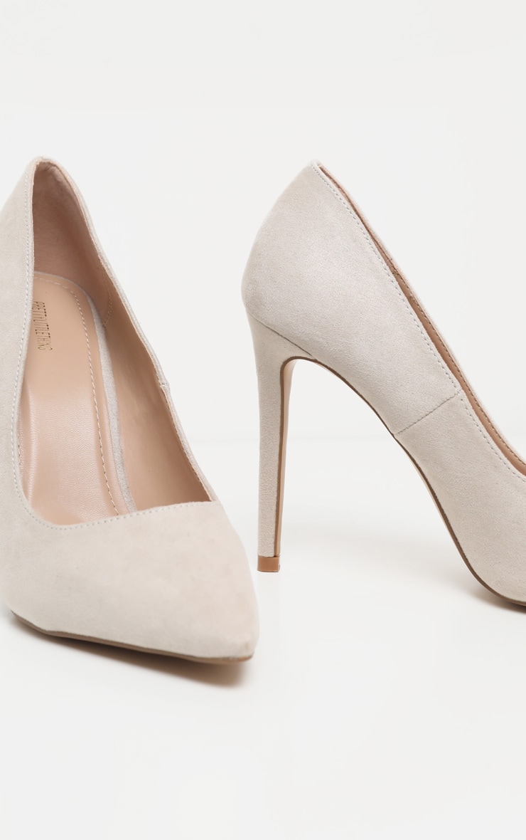 nude suede court shoes