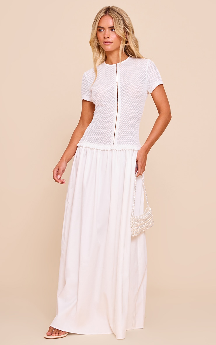 Petite White Hook & Eye Detail Drop Waist Maxi Dress image 1