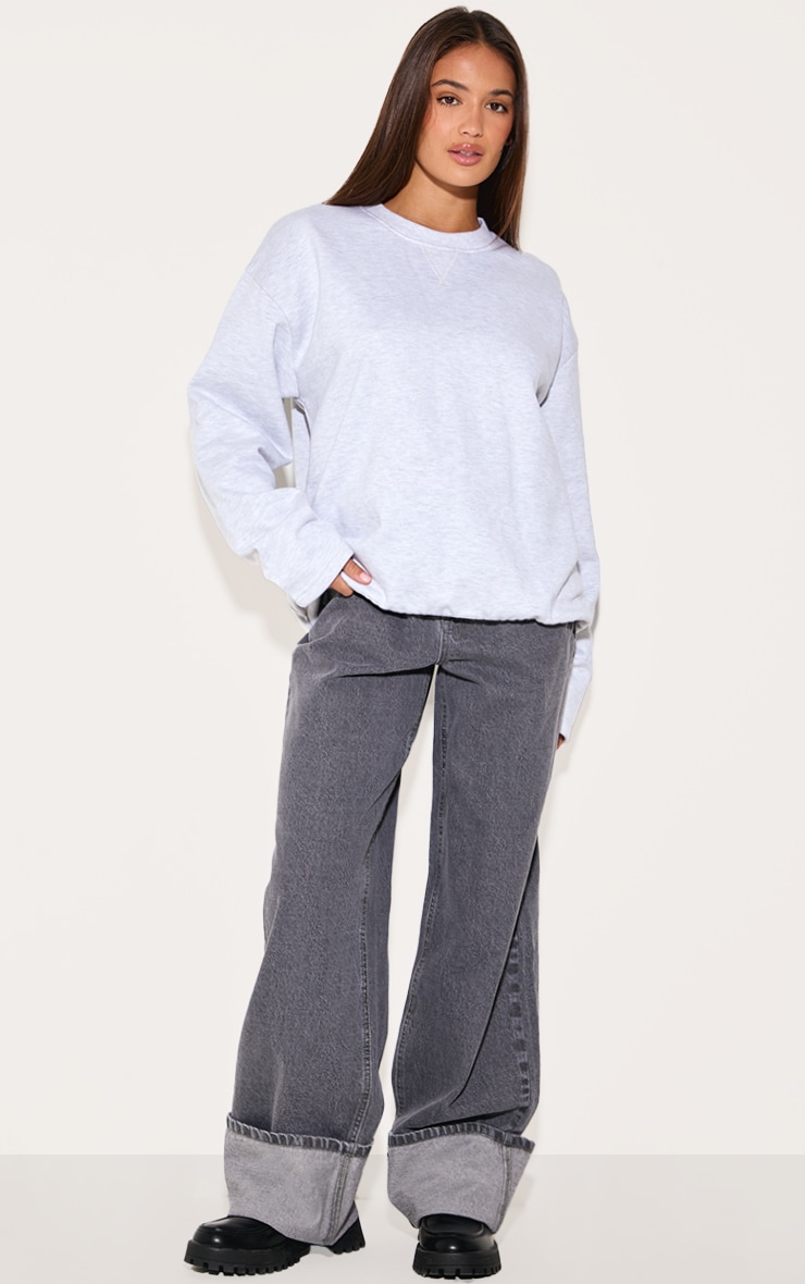  Ash Grey Premium Oversized Crew Neck Sweatshirt image 3