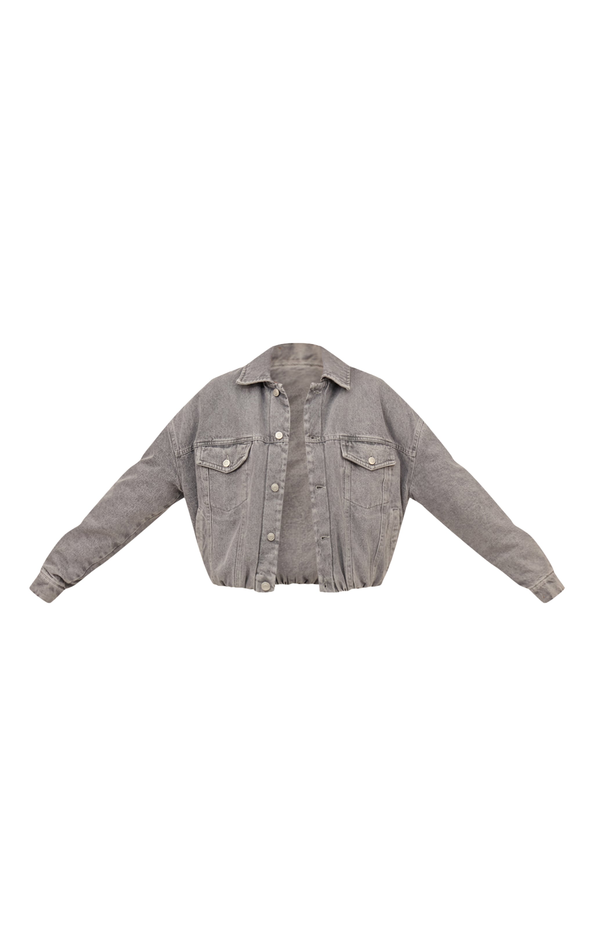 Veste courte matelassée en jean gris à ourlet ballon image 5