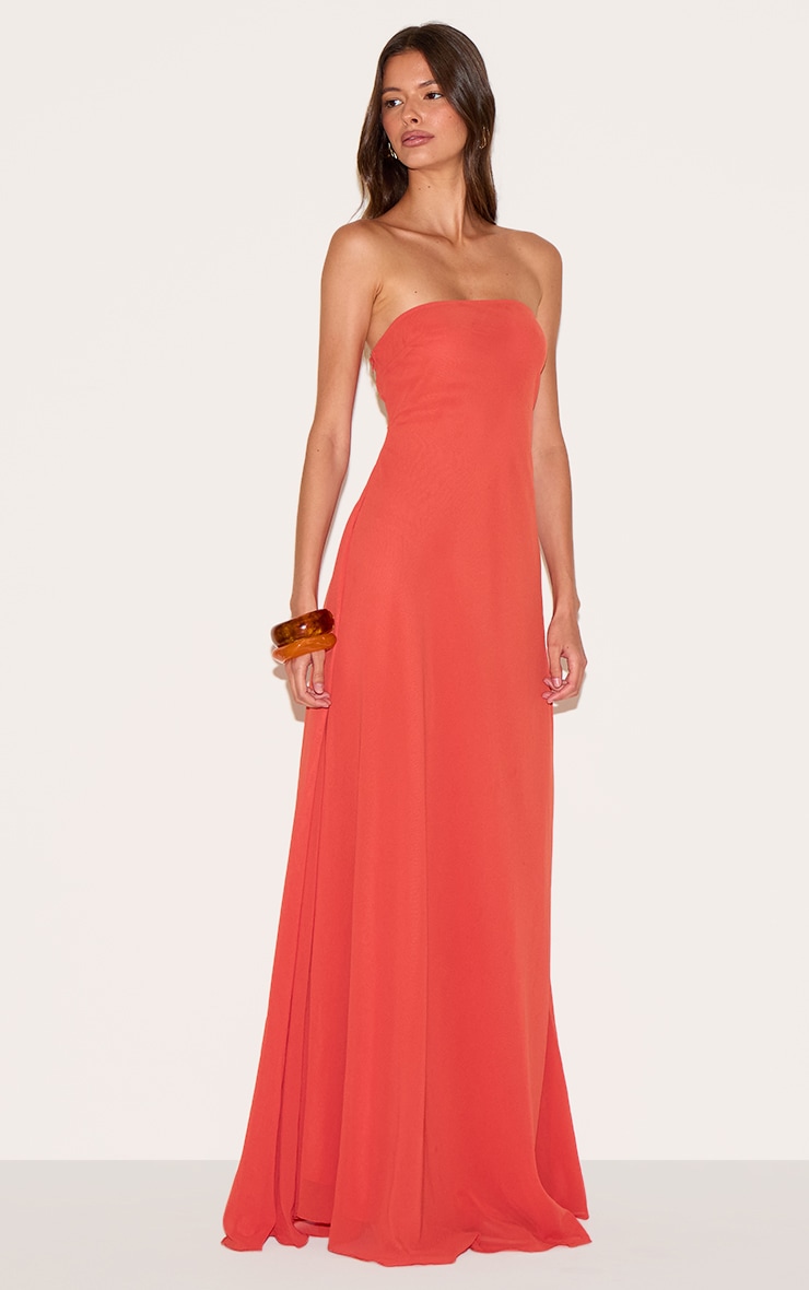 Rust Chiffon Bandeau Maxi Dress image 3