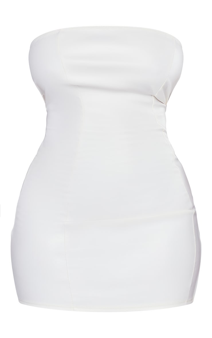 Shape Cream Pu Seam Detail Bandeau Bodycon Dress Shape PLT UAE