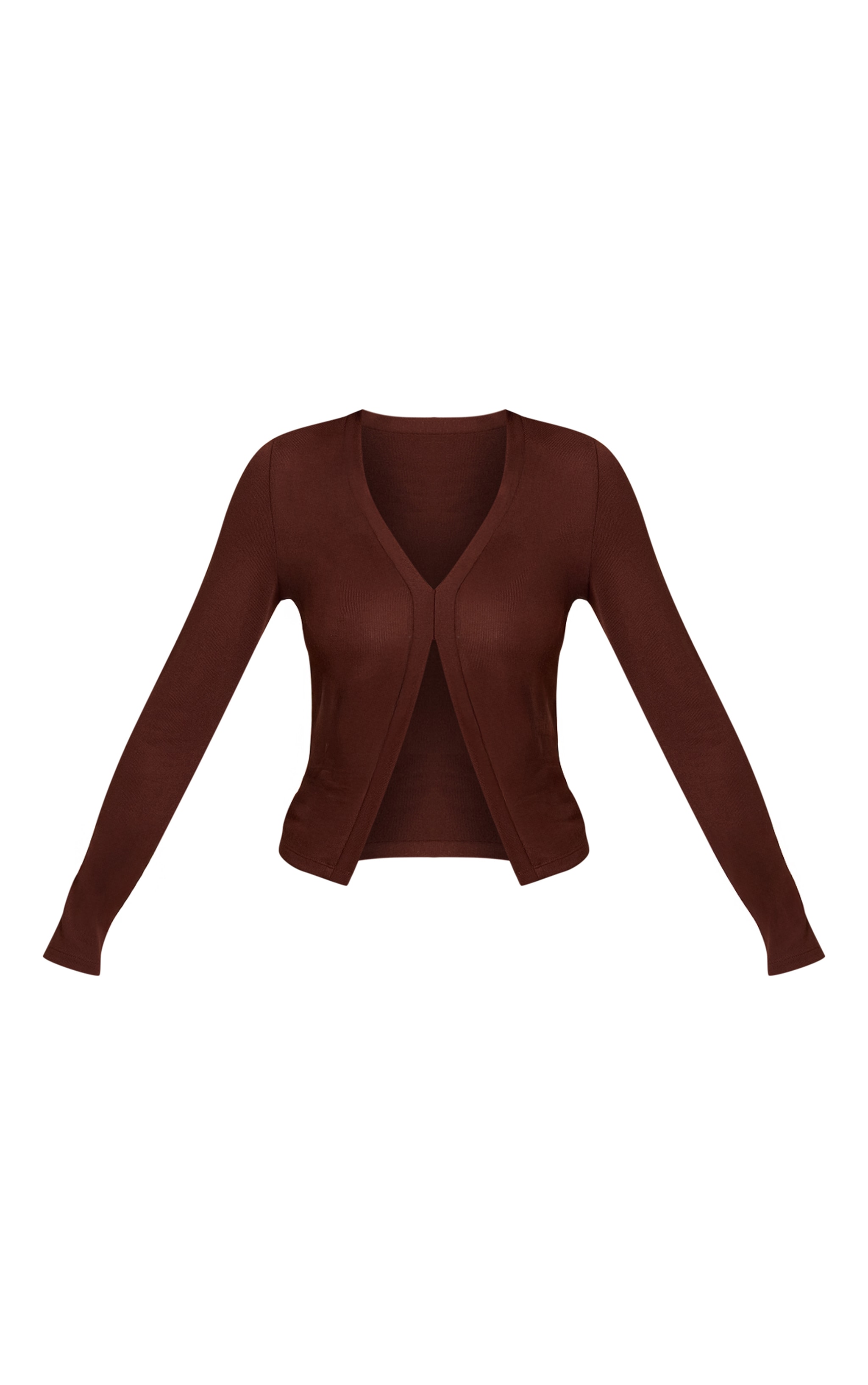 Chocolate Rib V Neck Long Sleeve Top image 5