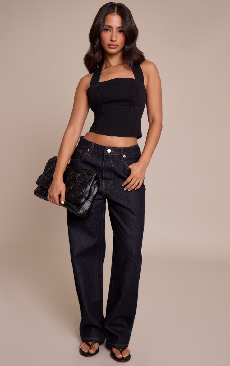 Petite Top en jean noir à dos nu image 3