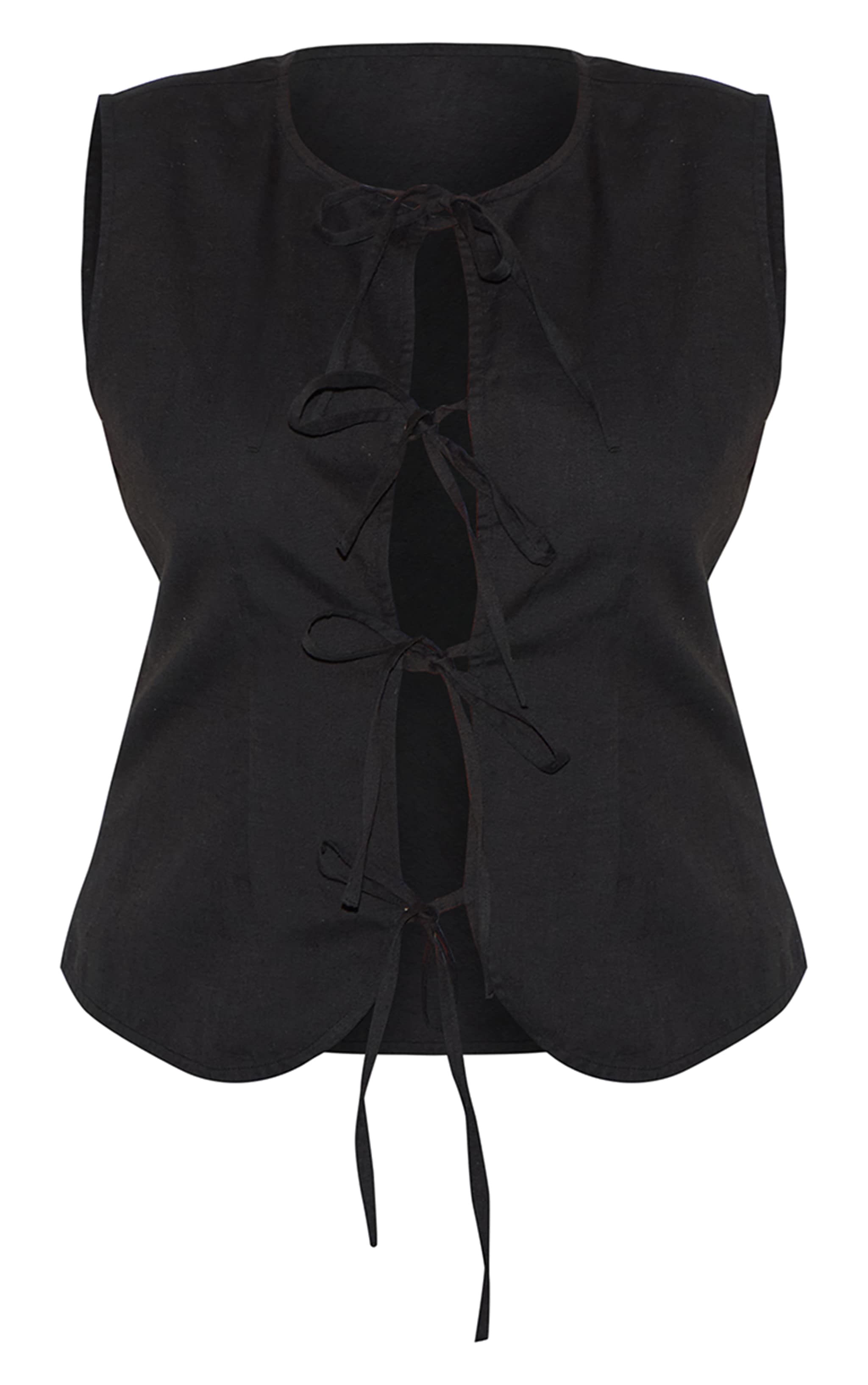 Plus Gilet en effet lin noir noué devant image 5