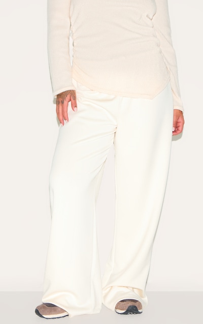 Plus Pantalon droit doux deluxe crème à taille basse et cordons ajustables
