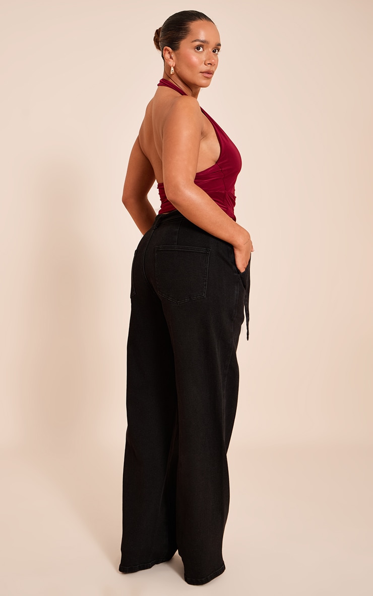 Shape Jean large stretch noir à taille haute et ceinture image 3