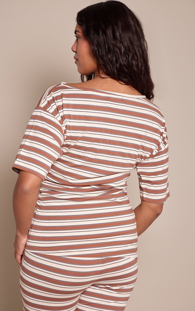 Shape Chocolate Striped Ruched Sides Top  image 2
