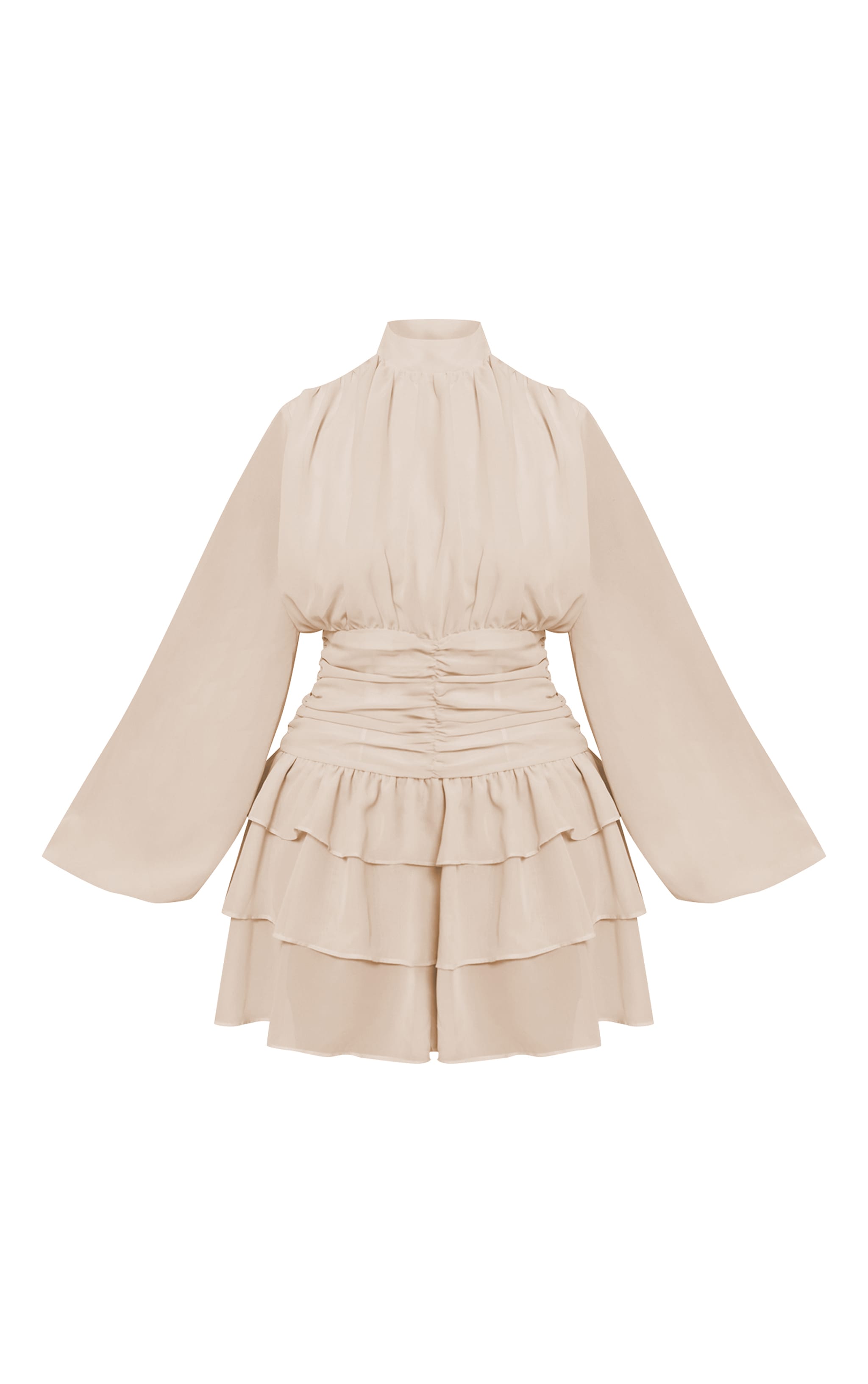 Shape Mini robe en mousseline de soie crème au beurre froncée à étages volantés image 5