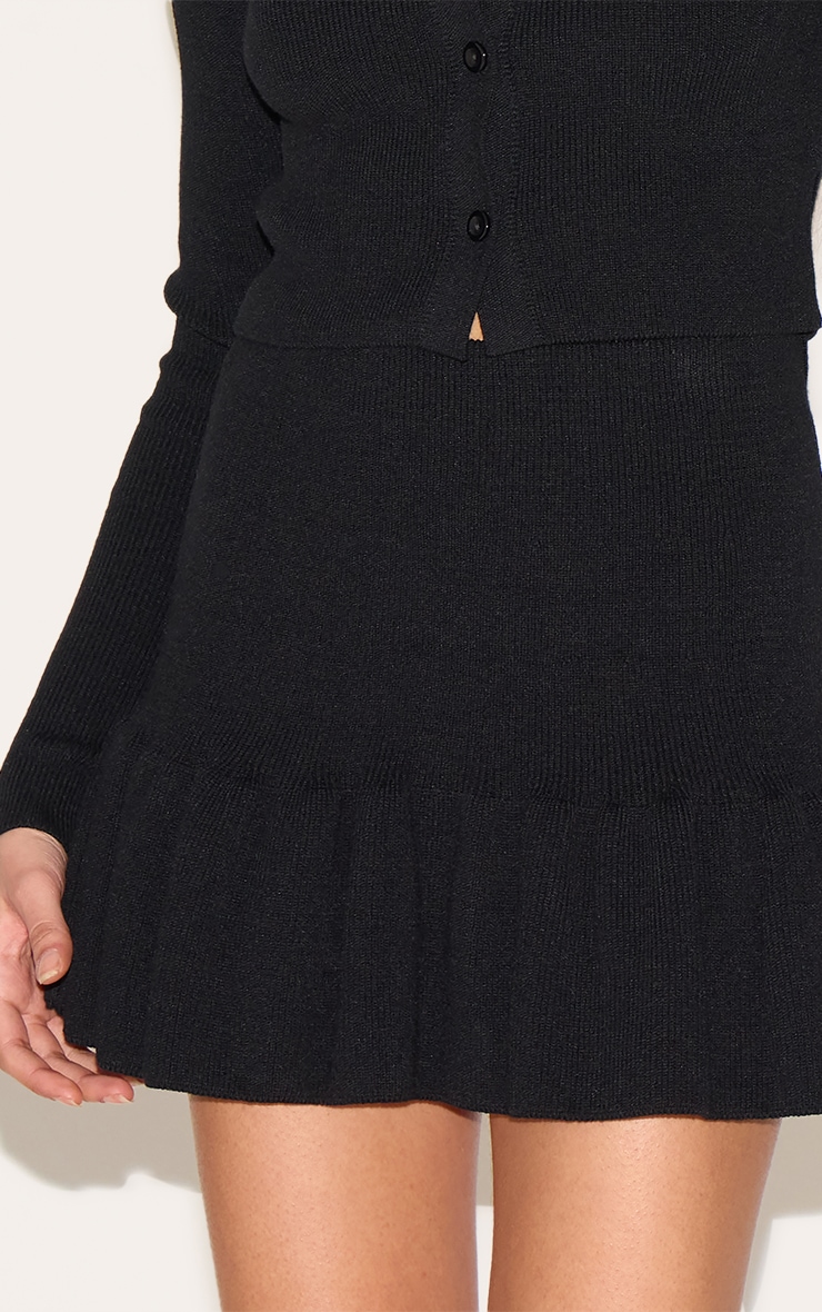 Petite Black Knitted Pleated Mini Skirt image 2