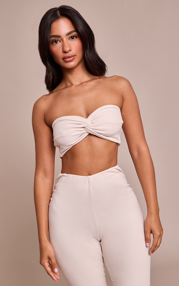 Petite Top bustier très doux écru torsadé devant