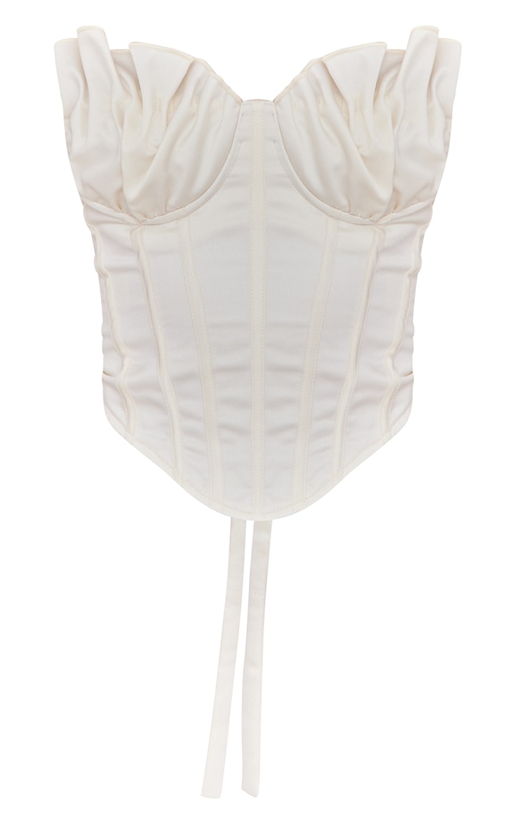 Cream Satin Bust Lace Up Back Corset Tops PLT UAE