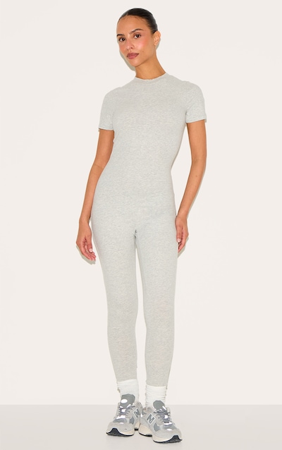 Petite Grey Marl Short Sleeve Sculp Unitard