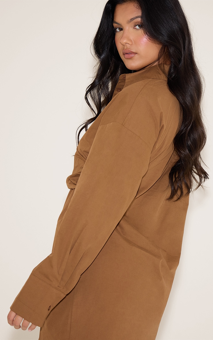 Chocolate Overlay Long Sleeve Shirt Dress image 2