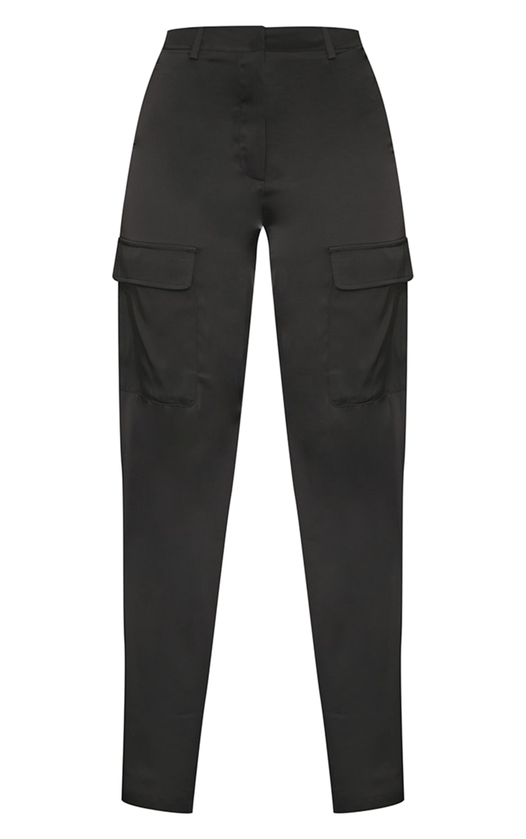 Pantalon cargo large satiné noir image 5