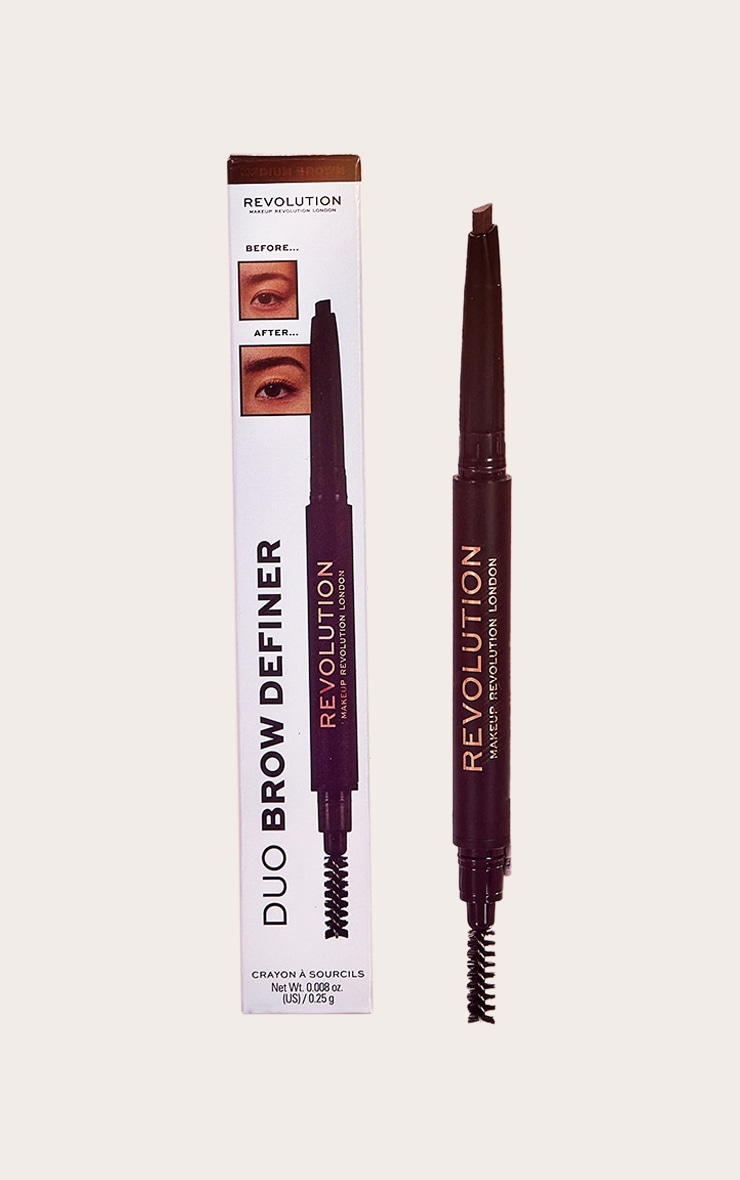 Makeup Revolution Crayon duo Brow Definer Medium Brown image 1