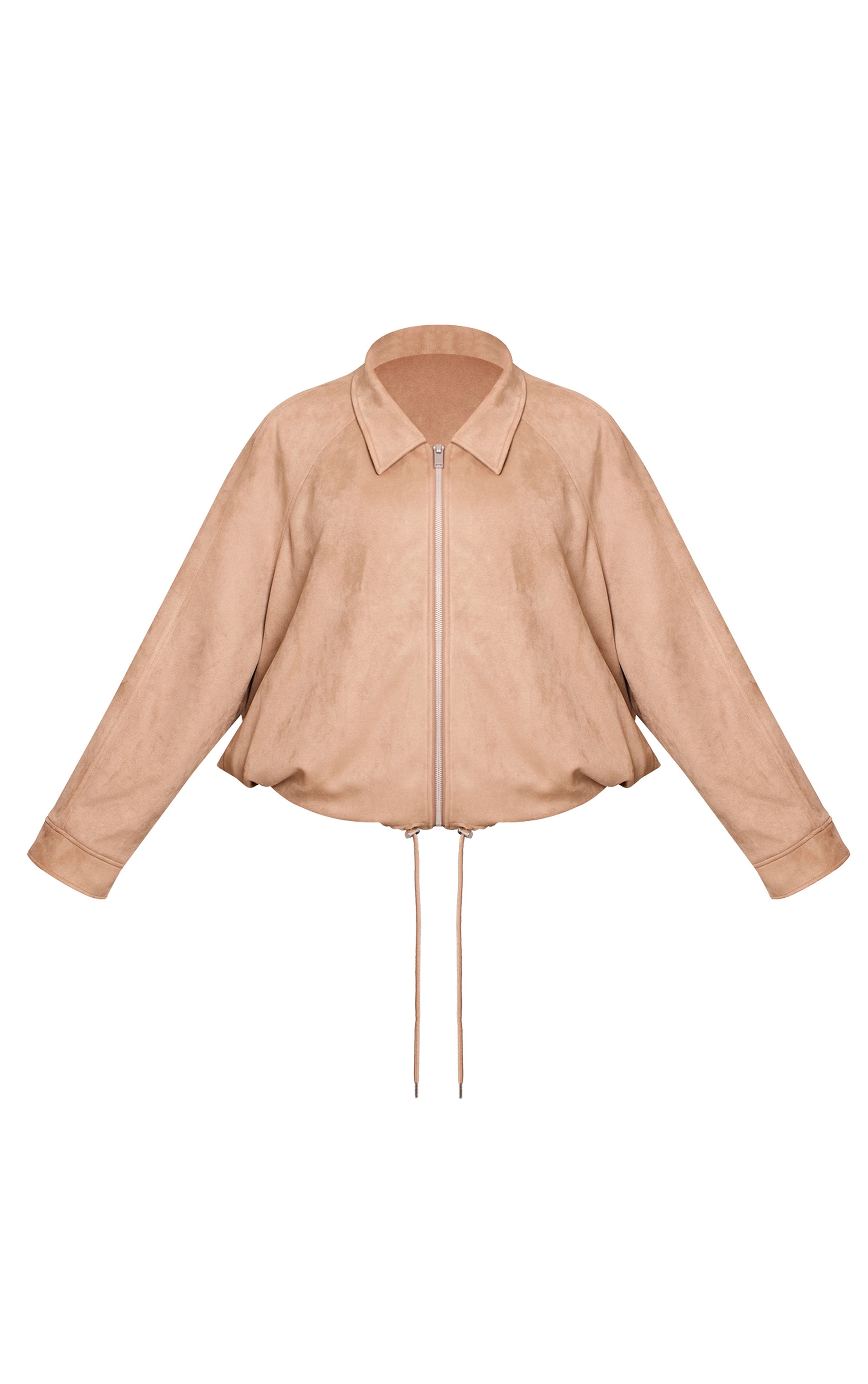 Plus Sand Lightweight Faux Suede Ruched Hem Through Jacket  image 5