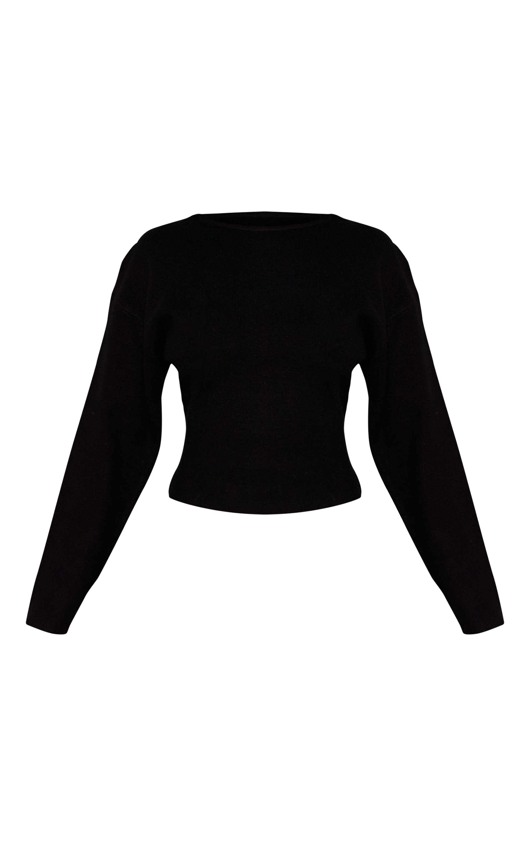 Petite Black Cocoon Sleeve Cinched Long Sleeve T Shirt image 5