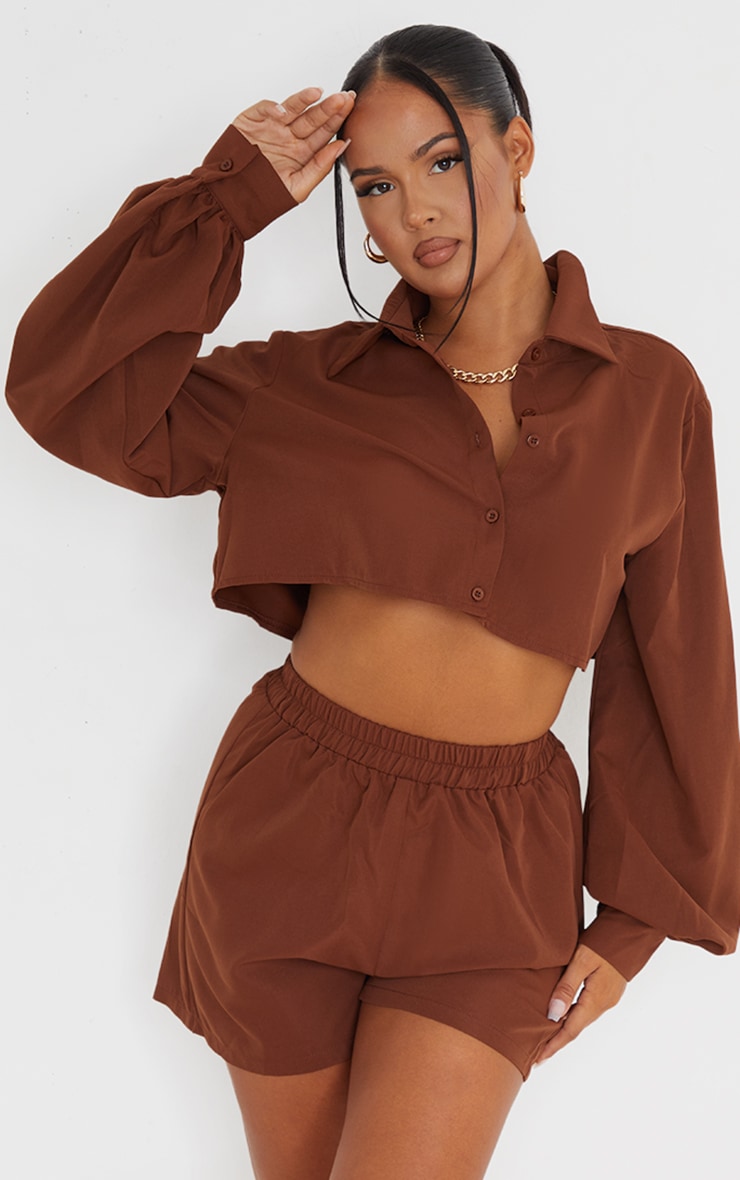 Chocolate Brown Woven A Line Shorts PrettyLittleThing USA